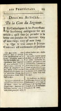 Dixiéme Article. De la Cene du Seigneur.