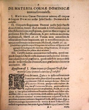 Aphorismi & Quaestiones Theologicae, De Coenae Dominicae Materia Interna Sive Coelesti
