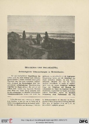 21/22.1922/24: Muzakhia und Malakastra : archäologische Untersuchungen in Mittelalbanien