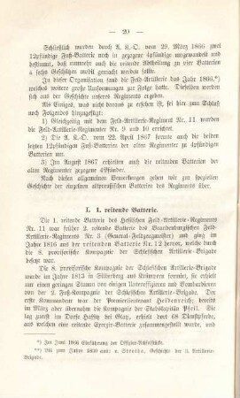 I. 1. reitende Batterie.