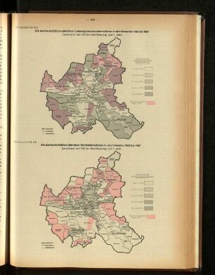 Schaubild 6b: Die durchschnittlichen jährlichen Sterbeüberschüsse in den Ortsteilen 1965 bis 1967
