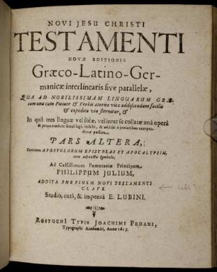 Ps. 2: Novi Jesu Christi Testamenti Novae Editionis Graeco-Latino-Germanicae interlinearis sive parallelae. Ps. 2