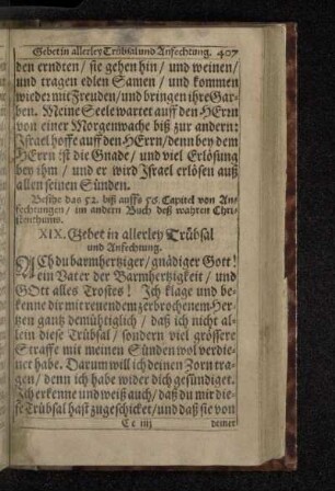 XIX. Gebet in allerley Trübsal und Anfechtung.