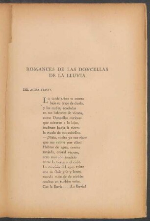 Romances de las doncellas de la lluvia : Del agua triste [y] Del agua alegre