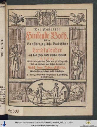 Der Rastatter hinkende Bote: ... auf das Jahr nach Christi Geburt 1822