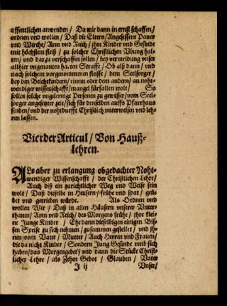 Vierder Articul/ Von Haußlehren.