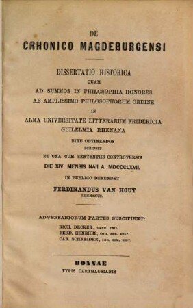 De chronico Magdeburgensis