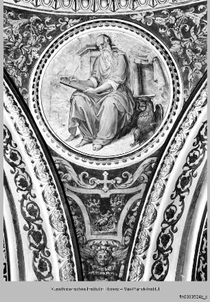 Freskendekoration mit Engelreigen, Evangelisten und Szenen der Genesis : Pendentifs mit Evangelisten