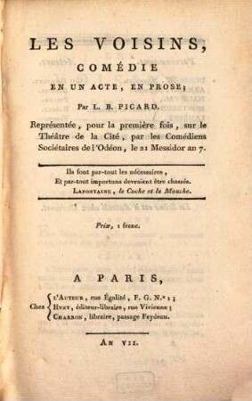Les voisins : comédie en un acte, en prose