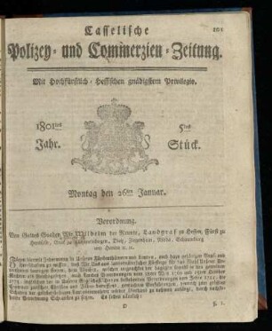 5tes Stueck, Montag den 26ten Januar 1801