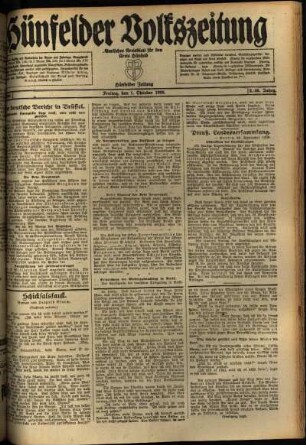 Ausgabe vom Freitag, den 01. Oktober 1920.