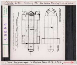 Köln: Dom, Grabung 1957, karolingische Grundrisse