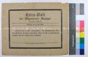 Mitteilung über das Ableben Bismarcks, Extrablatt des Allgemeinen Anzeigers (Legericher Zeitung)