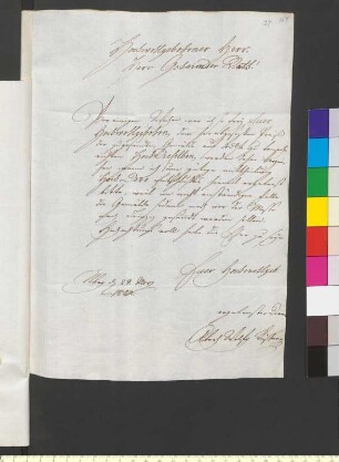 Brief von Küffner, Abraham Wolfgang an Goethe, Johann Wolfgang von