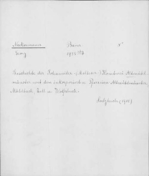 Alter Realkatalog (1501-1952), Teil Bayern, Altmühlmünster. Altmühlmünster - BSB Cbm Cat. 805(1 b Altmühlmünster