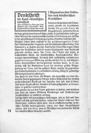Denkschrift die Kunst-Kommission betreffend