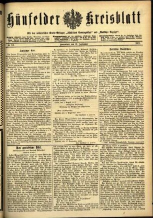 Ausgabe vom Samstag, den 21. September 1912.