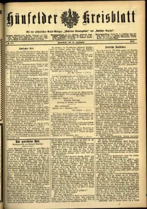 Ausgabe vom Samstag, den 21. September 1912.