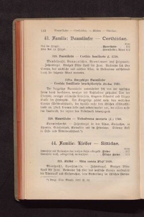 43. Familie: Baumläufer - Certhiidae.