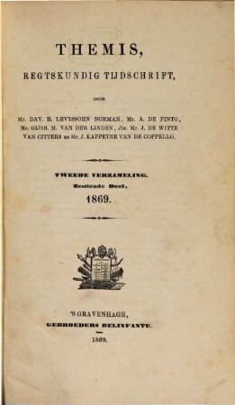 Themis. 30. 1869, Nr. 1 - 4 = Verzameling 2