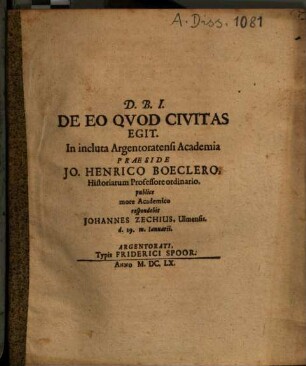 De Eo Qvod Civitas Egit