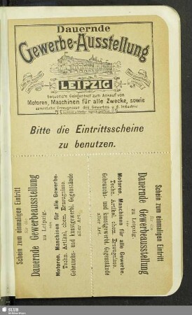 Schein zum einmaligen Eintritt für die Dauernde Gewerbeausstellung zu Leipzig