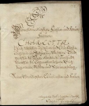 Widmung vom Verfasser an Kurfürstin Charlotta, Pfalzgräfin bei Rhein (1627-1686)