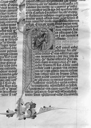 Biblia / Bibel / bible Kunše olta^B0řníka — Initale P(ost) mortem Iosue consuluerunt filii Israhel, mit der Berufung des Juda, Folio 75r