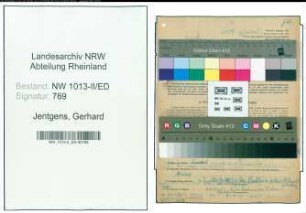 Entnazifizierung Gerhard Jentgens , geb. 15.04.1888 (Studienrat)