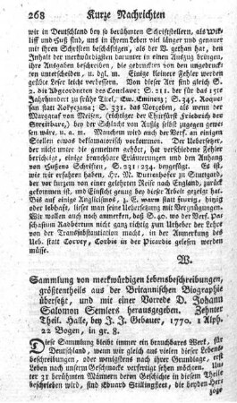 Sammlung von merkwürdigen Lebensbeschreibungen. T.10.