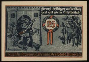 25 Pfennig Gutschein der KämereiKasse der Stadt Bürgel
