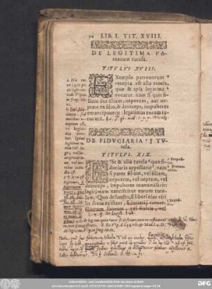 De Legitima Parentum tutela. Titulus XVIII.