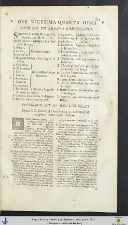 Die Vigesima Quarta Junii.