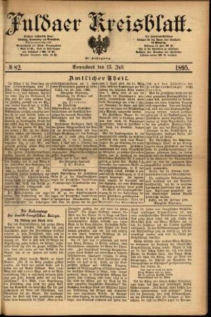 Erste Ausgabe vom Samstag, den 13. Juli 1895.