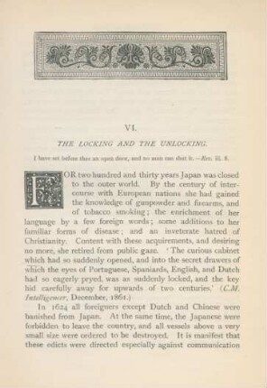 VI. The locking and the unlocking