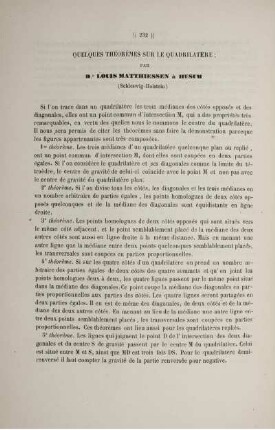 Quelques théorèmes sur le quadrilatere.