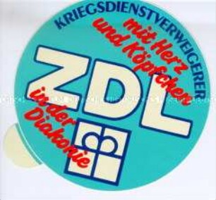 Aufkleber des Diakonischen Werkes der EKD mit Werbung für den Zivildienst