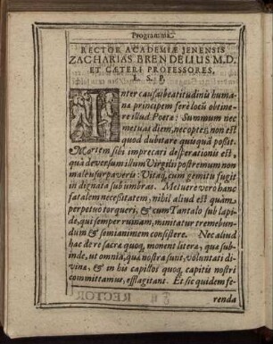 Rector Academiæ Jenensis [...] et Cæteri Professores, L. S. P.