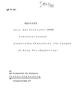 1938/39: Bericht über das Schuljahr ... - 1937/38