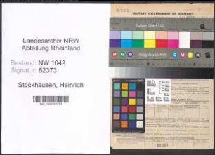 Entnazifizierung Heinrich Stockhausen , geb. 25.10.1889 (Metzger)