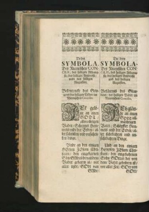 Die drey Symbola, Des Nicenischen Concilii, des heiligen Athanasii/ des heiligen Ambrosii und des heiligen Augustini.