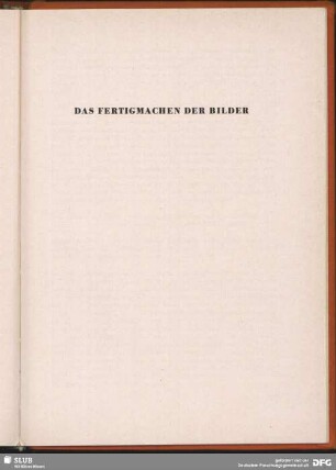 Das Fertigmachen der Bilder