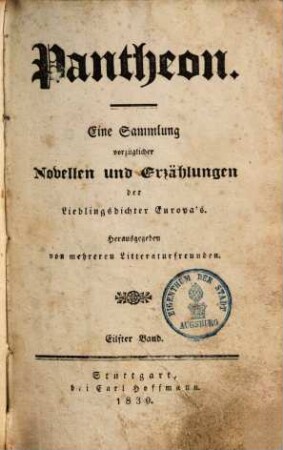 Pantheon : eine Sammlung vorzüglicher Novellen und Erzählungen der Lieblingsdichter Europas, 11