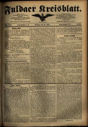 Ausgabe vom Freitag, den 20. Juli 1906.