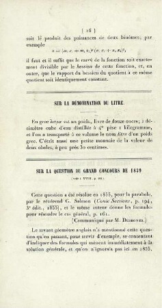 Sur la dénomination du litre.