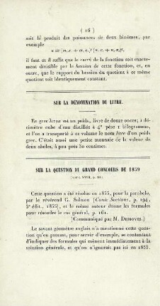 Sur la dénomination du litre.