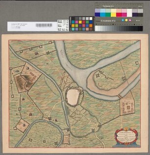 Rhenoberca Obsessa Et Capta Armis Ordinum Belgicae Foederatae Ductu Ill(ustrissi)mi Principis Mavritii Nassovii Arausionensium Principis, Naßaviae Comitis, etc(etera). Anno 1601, [aus: Joan Blaeu, Novum ac magnum theatrum urbium Belgicae Regiae, ad praesentis temporis faciem expressum, Amsterdam]