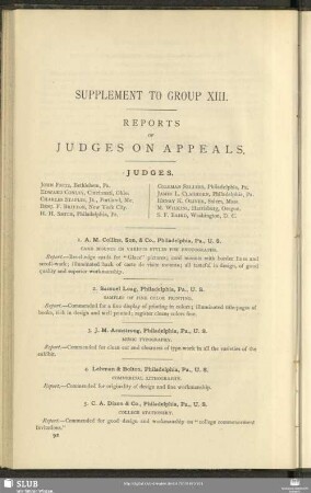 Supplement To Group XIII. Reports Of Judges On Appeals