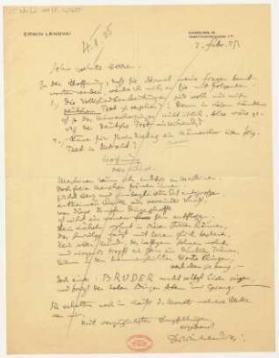 Brief an B. Schott's Söhne : 02.02.1925