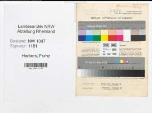 Entnazifizierung Franz Herbers , geb. 10.04.1910 (Angestellter)